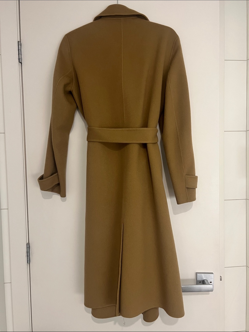 Theory Camel Belted Wool Trench Coat - Picture 5 of 5